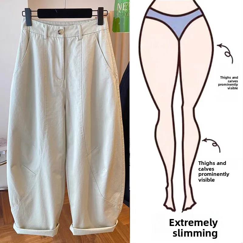 High Waist Wide Leg Casual Pants plus Size Women's Loose Fit Harajuku Style Pocket Detail Commute Fashion plus Size Knife Pants