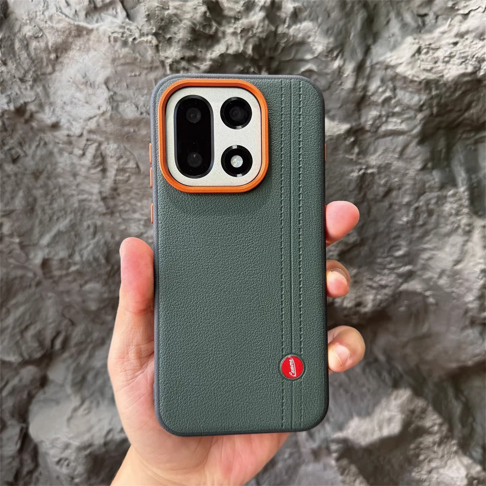 Luksusowe, biznesowe, skórzane, matowe, odporne na wstrząsy etui z bumperem do OnePlus 15 13 1+ 15R 13R, metalowa osłona ochronna na obiektyw, tylna obudowa. — zdjęcie produktu 2