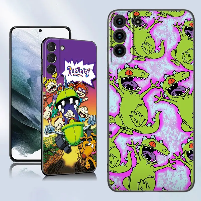 Cartoon R-Rugrats Black Silicone Phone Case For Samsung Galaxy S23 S21 S20 FE S24 S22 Ultra S10E S10 S9 S8 Plus