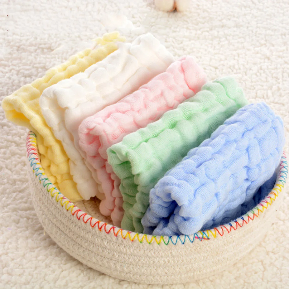 Asciugamano quadrato per bambini in garza a sei strati di puro cotone Colore giallo Morbido forte assorbimento Panno per ruttino a mano per il viso Panno per ruttino