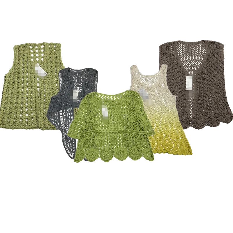 Maglione da donna in fibra mista floreale di lusso per tutte le stagioni a doppio strato lavorato a maglia vintage Hanrted