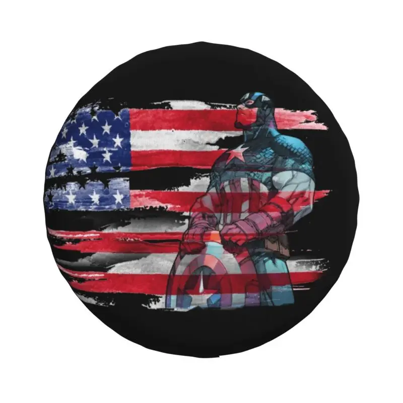 Custom Captain America Spare Tire Cover for Honda CRV Jeep RV SUV Trailer Car Wheel Protector Covers 14