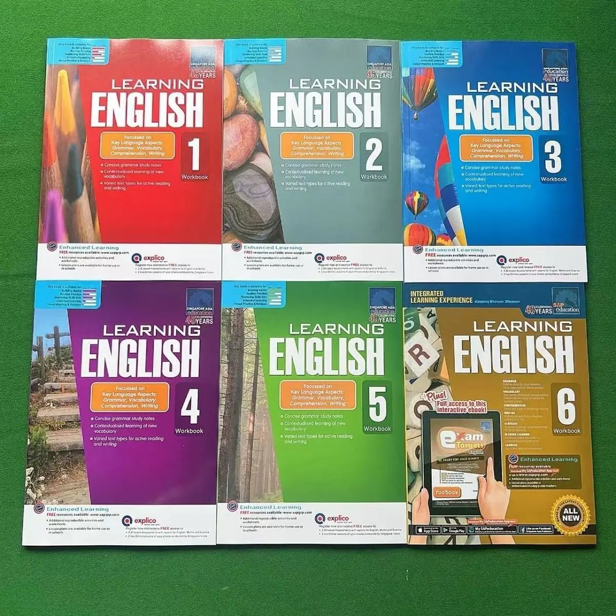 SAP Learning English Singapore Complete Workbook Set for Grades 1-6, Suitable for English Learners of All Grades