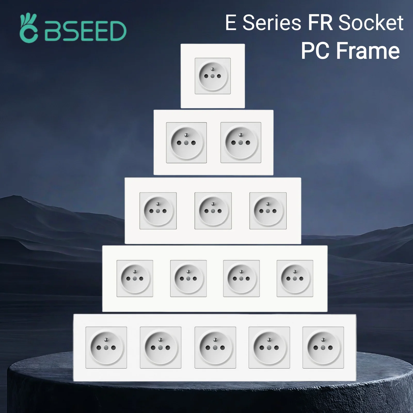 Bseed France Socket 16A Single Electric Wall Socket Plastic Frame Double Electrical Outlet E Series White