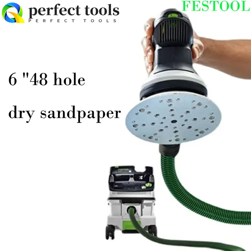 

German FESTOOL Dry Sandpaper 6 Inch 17 Hole /48 Hole Automotive Disc Flocking Automotive Repair Vehicle Sandpaper Abrasive