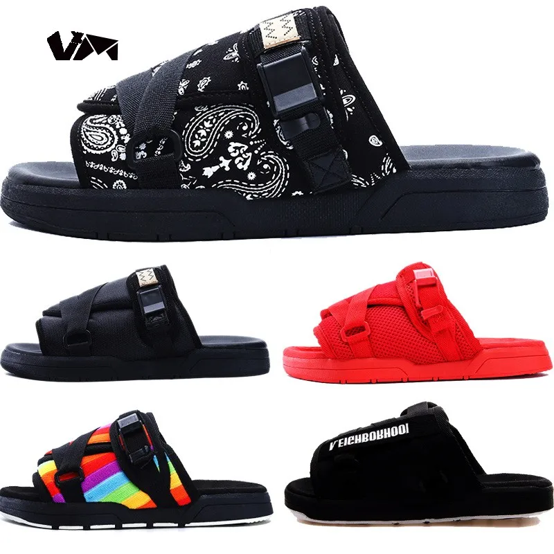 CHRISTO  VISVIM 2024   Fashion Couple  Flip-flops  Footwear Slippers Male Shoes Slides Reflective slippers Flip Flops Sandals