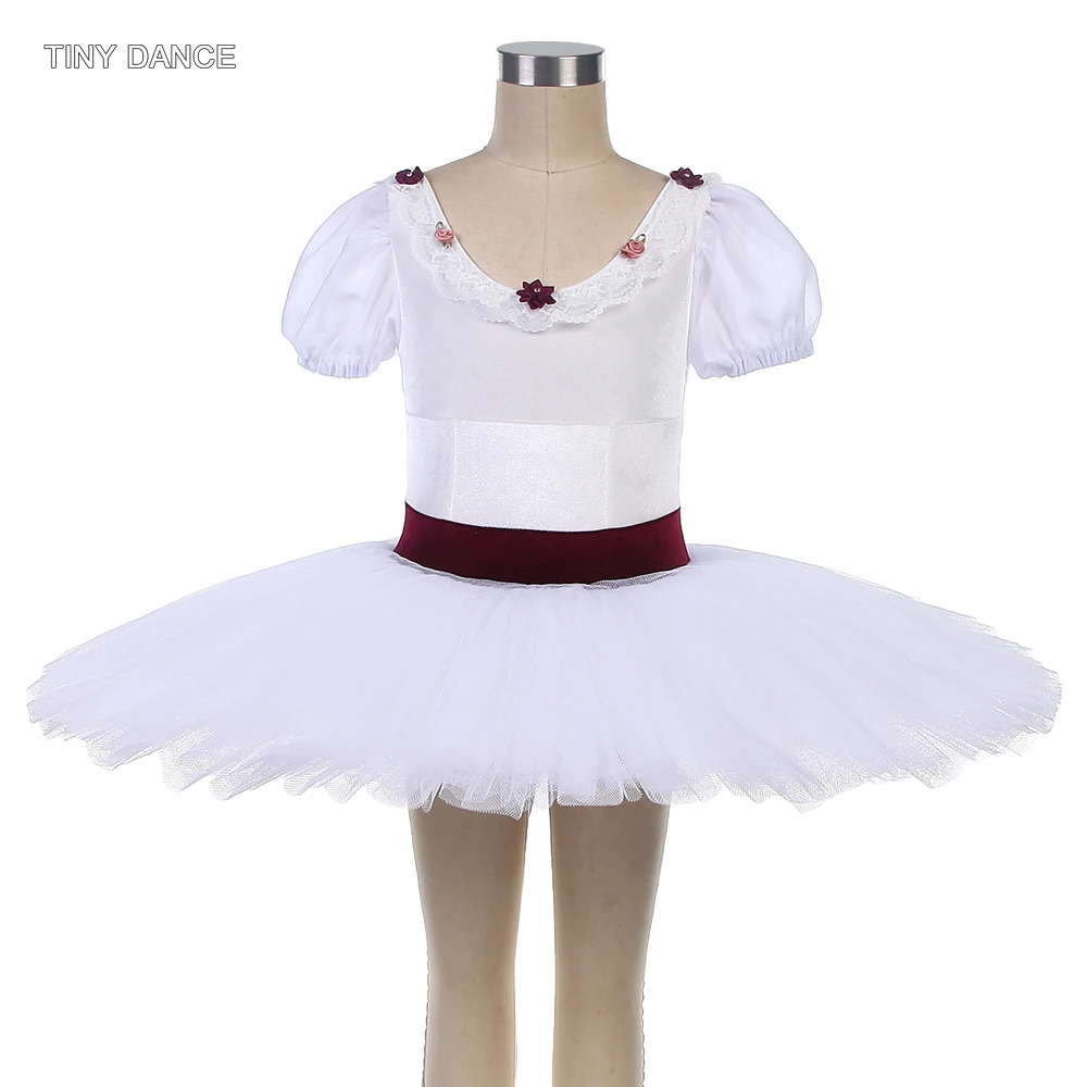 Girls Pre-Professional Short Sleeve Ballet Pancake Tutu Adult Ballerina Dance Costume Stage Wear Solo Performance Dress BLL596