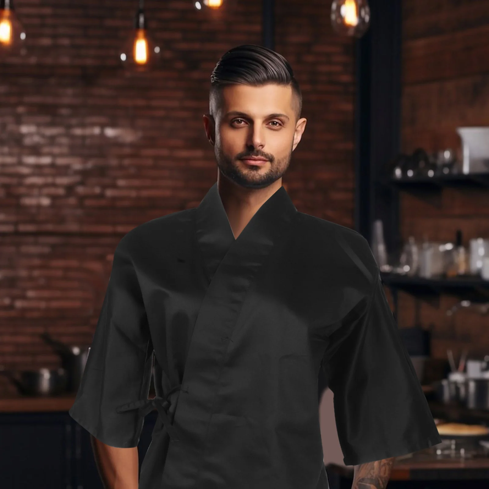 

Японское пальто шеф-повара из дышащей ткани, традиционная форма в стиле кимоно, спецодежда, суши-ресторан, мужская и женская японская одежда шеф-повара