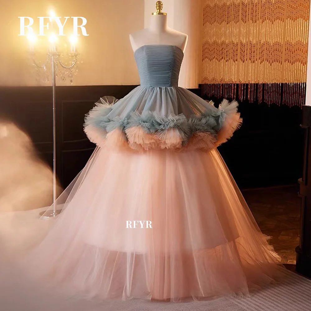 

RFYR Elegant Prom Gown Formal Evening Dresses with Tiered Layers Formal Ball Gown Puffy Celebrity Dresses Customized