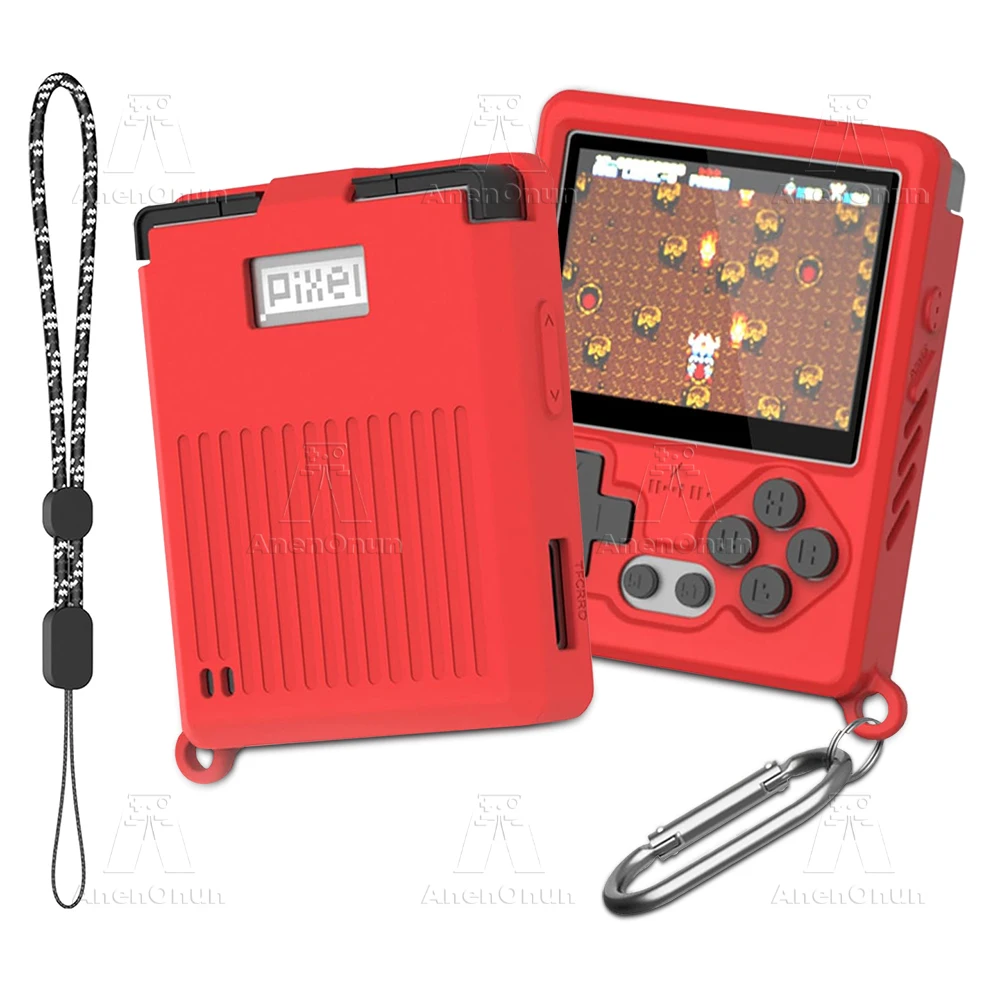 Silicone Protective Case for GKD Pixel 2 with Lanyard & Carabiner Anti-Fall Anti-Scratch Non-Slip Durable Full Cover Soft Shell