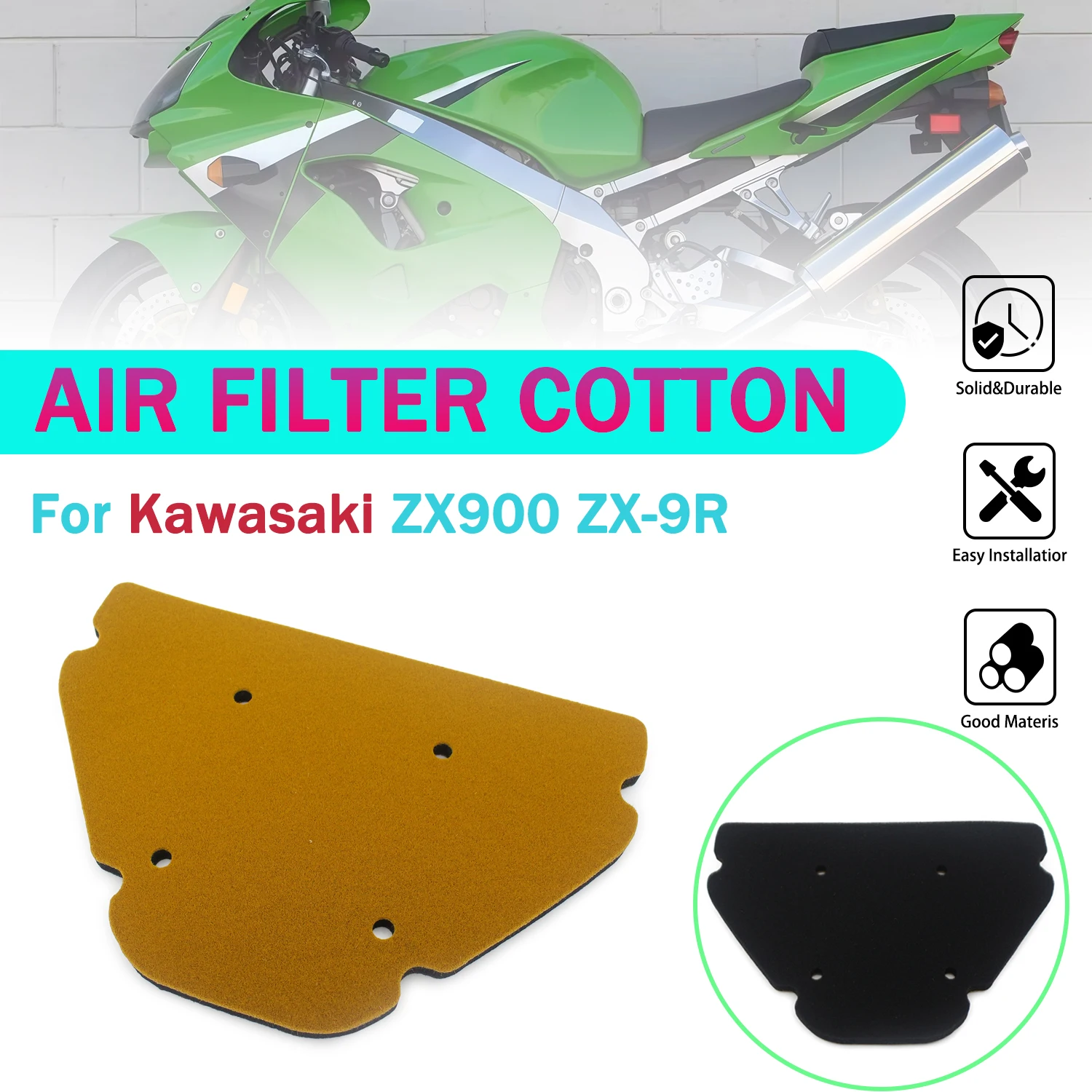 Air Filter Cleaner Cotton For Kawasaki Ninja ZX-9R ZX900 ZX 900 ZX9R 1998 1999 2000 2001 2002 2003 11013-1270 Motorcycle