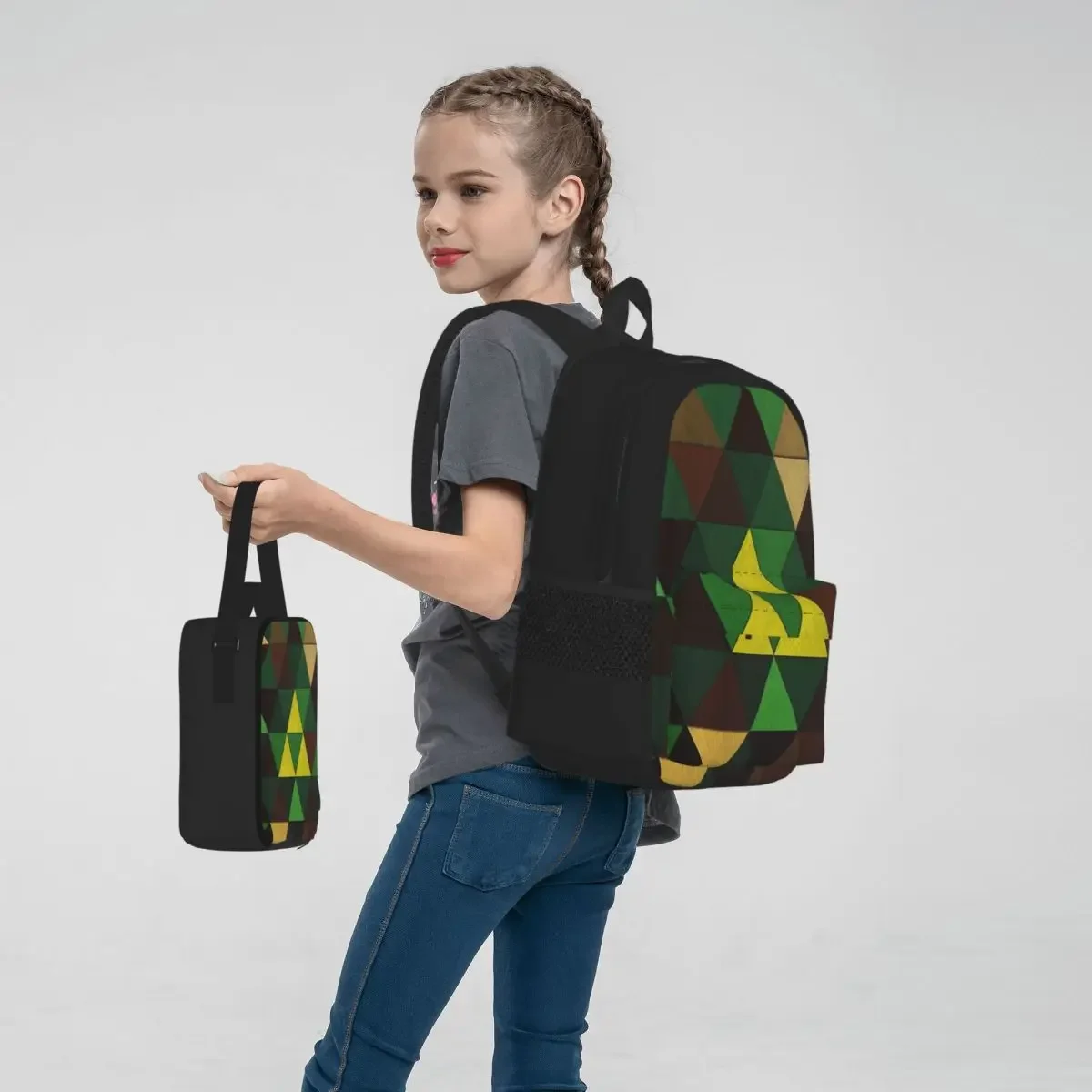 Mochila Triforce Quest para niños y niñas, Bolsa Escolar de dibujos animados para estudiantes, bolsa de almuerzo, juego de tres piezas