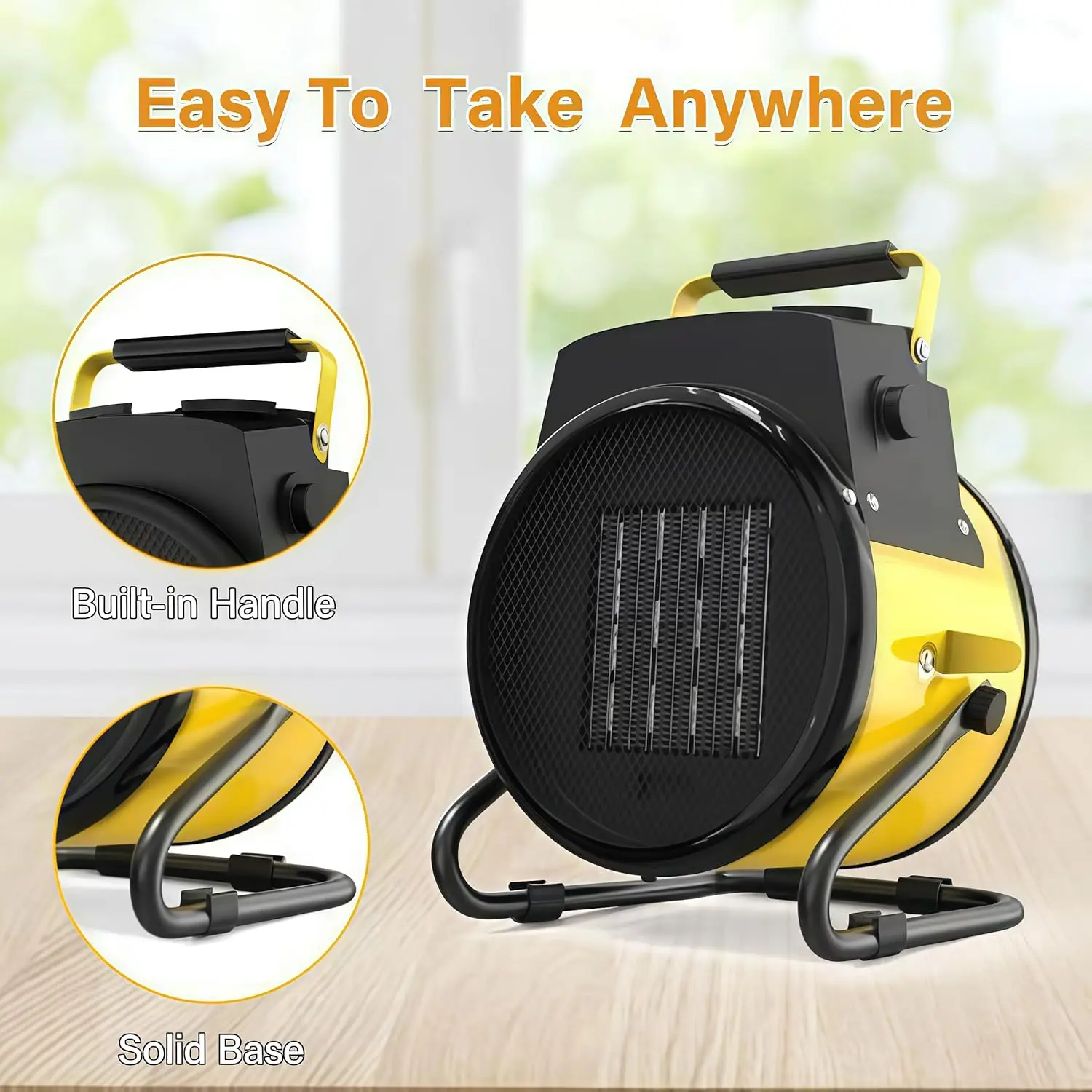 سخان سيراميك PTC محمول للفناء، سخان كهربائي خارجي ثلاثي الأوضاع للسطح، المرآب، الدفيئة