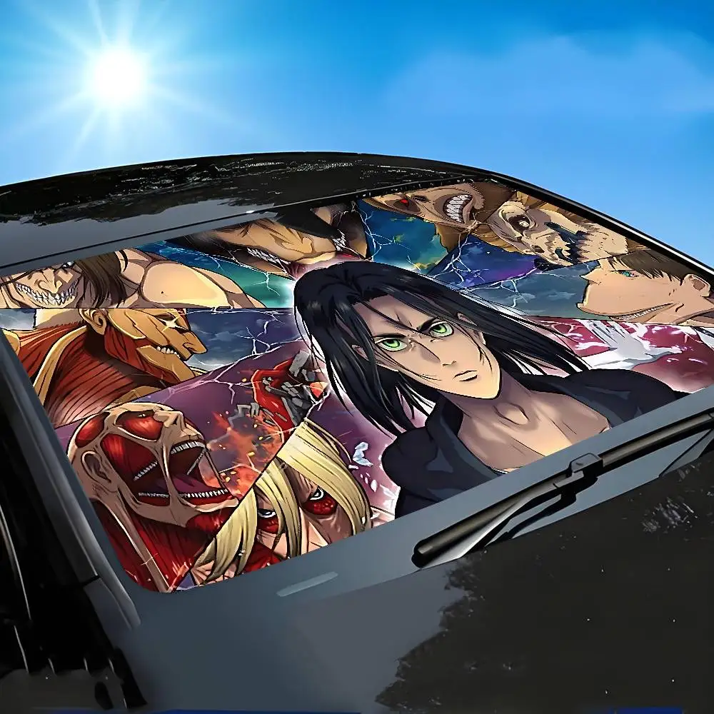 Аниме A-Attack On T-Titan, автомобильные солнцезащитные шторы, ветровое стекло, переднее окно 70x130 см, солнцезащитный козырек, солнечная защита, клетчатый подарок, новинка, автомобиль