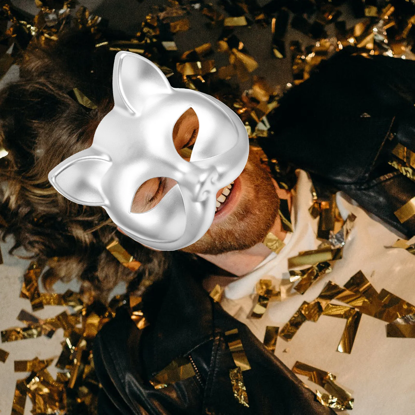 

DIY Cat Mask Blank White Plastic Animal Mask for Halloween Parties Cosplay Decorative Paintable Facemask DIY Masks