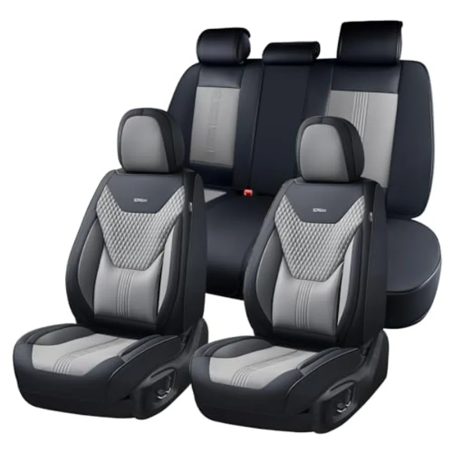 

Полный комплект чехлов для автомобильных сидений с поддержкой поясницы и чехлом для заднего сиденья, водонепроницаемые кожаные защитные накладки для салона автомобиля