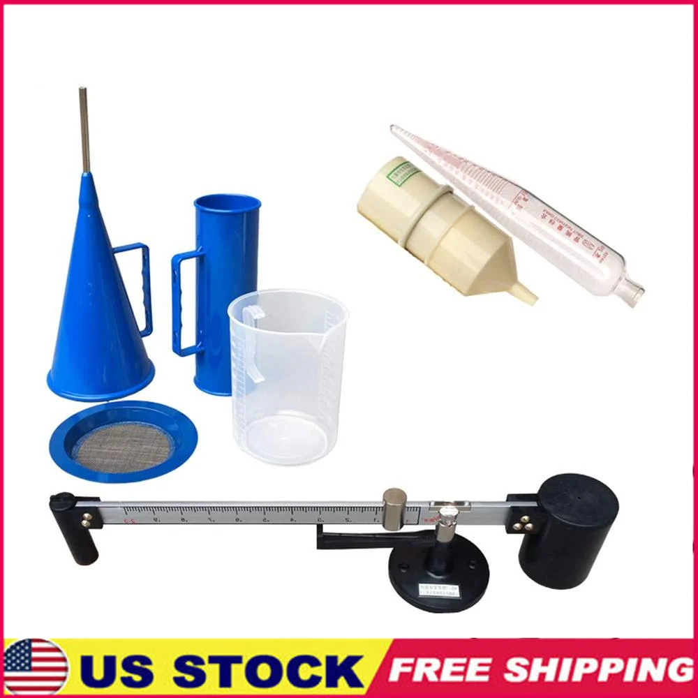 Slurry Test Kit Mud Hydrometer Mud Viscometer Marsh Funnel Viscosity Cup Sand Content Aluminium Carrying Case Durable Compact