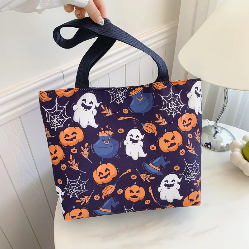 

Halloween Pumpkin Ghost Printed Niche Large Capacity Tote New Fashionable Women's Shoulder Bag Fashion