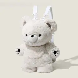 Lolita Fish Bear Cute Plush Backpack Women Versatile Soft Plush Rucksack Cartoon Doll Schoolbag Female Party Cute Knapsack Girls