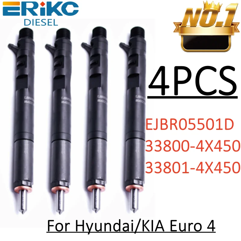 

4PCS EJBR05501D Common Rail Fuel Injector 33800-4X450 Auto Injection Nozzle 33801-4X450 for Hyundai KIA Euro 4