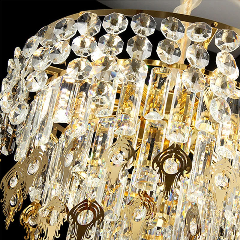 Modern Art Leaf Tassel Crystal Pendant Lighs Luxury Home Decoration Bedroom Dining Living Room Ceiling Chandelier Gold Led Lamp