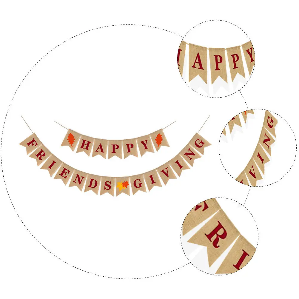 

1Set Thanksgiving Theme Banner Linen Material Fine Tailoring Fresh Color Thanksgiving Pull Flags Scene Layout Banners