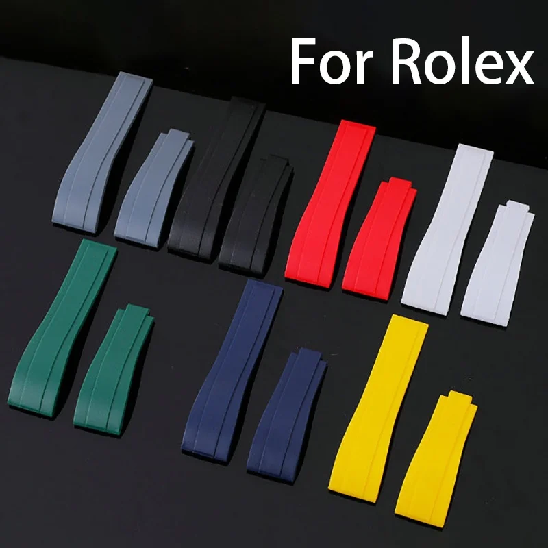 20mm Soft Silicone Watch Strap for Rolex GMT Submariner Rubber Watch Band for Water Ghost Waterproof Wristband Black Bracelet