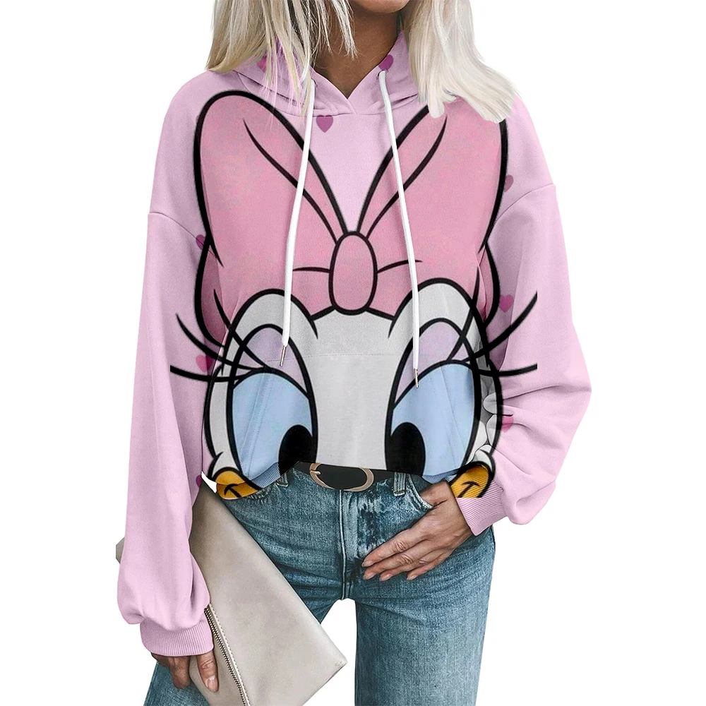 Disney Minnie grafische print hoodie schattig casual sweatshirt met capuchon voor dames, perfect voor herfst-wintersweater met capuchon