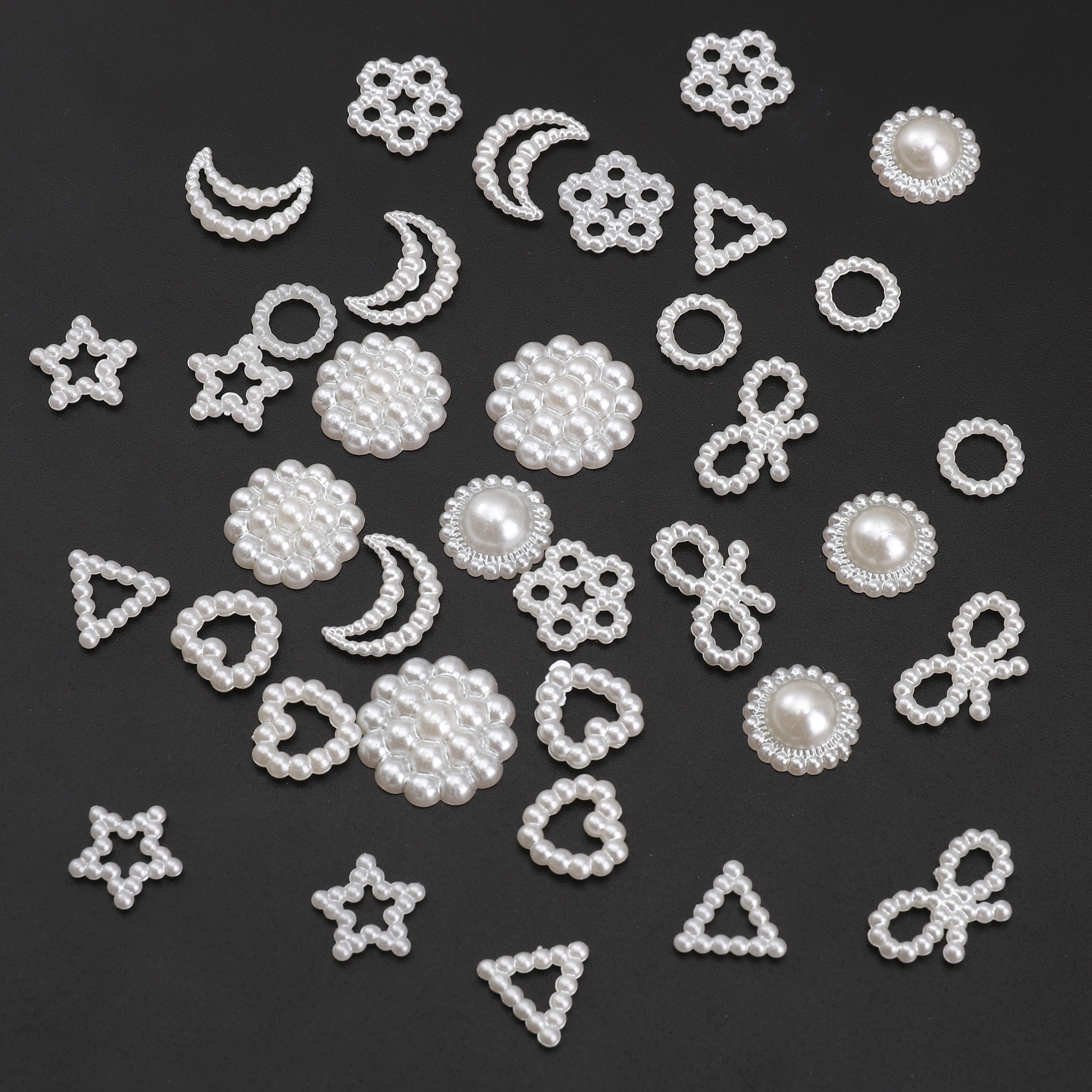 50-100pcs 13mm ABS Adhesive Imitation Pearls Off White DIY Craft Charms Bracelets Necklaces Bags Phone Lanyards Making Supplies