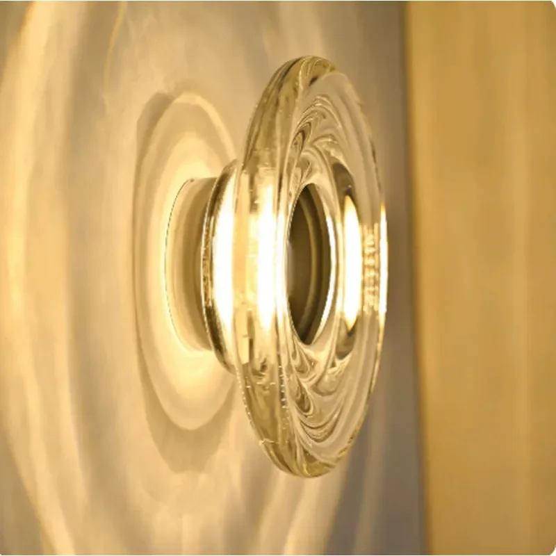 Modern Water Ripple Glass Wall Lamp Bauhaus Style Creative Entrance Corridor Lighting Retro Atmosphere Bedside Sconce Fixture
