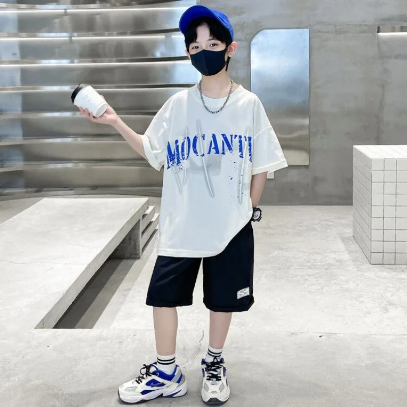 

Summer Short-sleeved Shorts Set Top Shirts Home Clothing Boy Boys Sets Suit Children Kid Costume Junior Bottom Clothes T-shirt