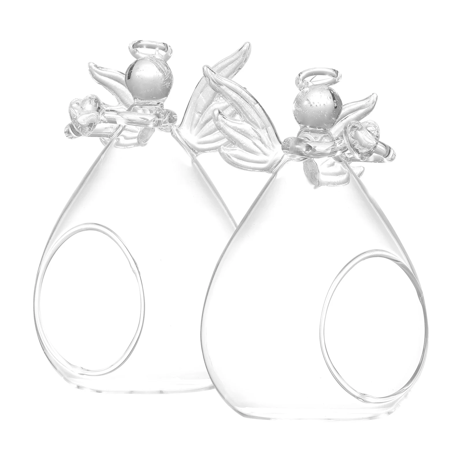 

2Pcs Angel Design Glass Flower Vase Clear Transparent Home Vase Decoration Floral Ornament Angel Design Glass Vases