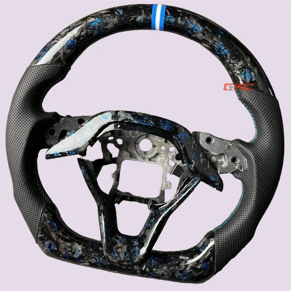 

Customized Forged Carbon Fiber Blue stitch D-Shaped Steering Wheel Fit Honda Accord 2018 2019 2020 2021 2022 2023