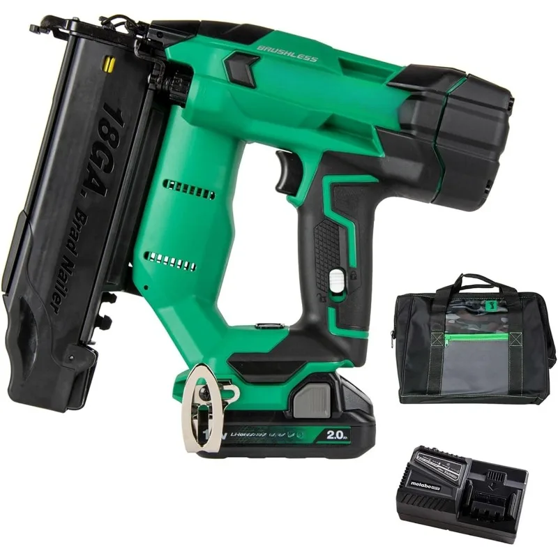 18V MultiVolt Brushless Compact Cordless Brad Nailer Kit, 18 Gauge With Power Tool 2.0Ah Lithium Ion Battery