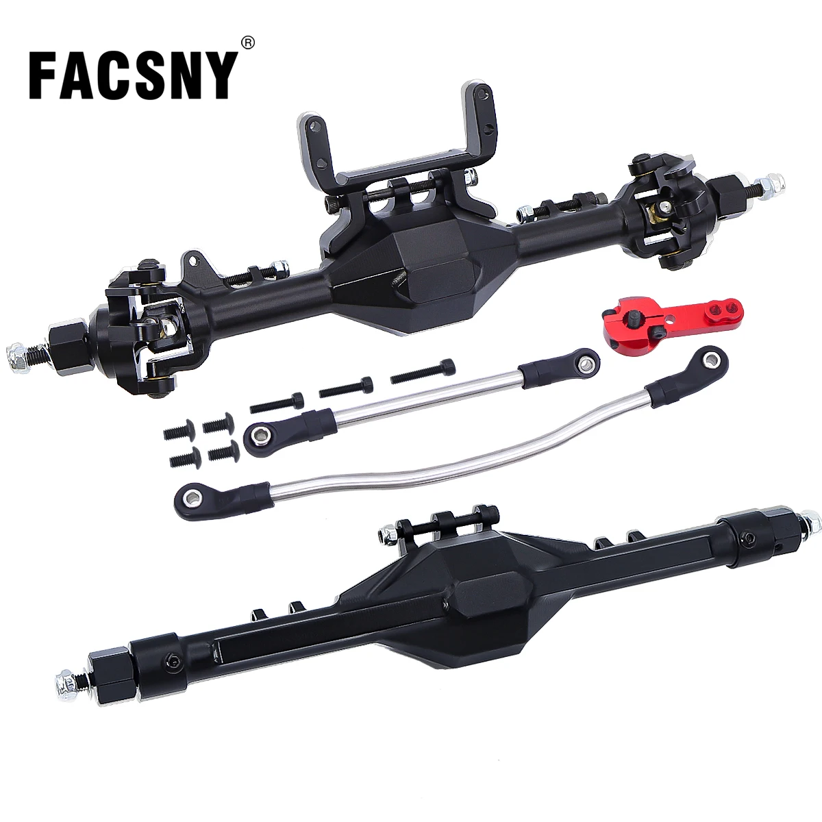 Kompletny zestaw prostej osi przedniej i tylnej CNC z aluminium do modeli 1/10 Axial SCX10 II 90046 90047 RC Crawler, części do tuningu.