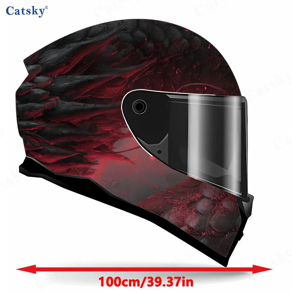 Blood-scale Flame-domain Demon Dragon Print Helmet stickers , PVC Material Multifunctional Helmet Stickers, Scratch-Resistant &