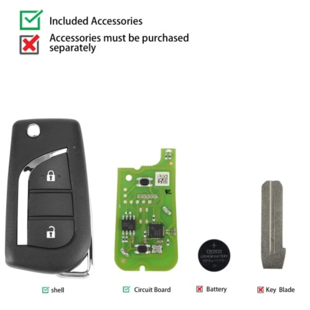 Xhorse XKTO01EN Universal Remote Key for Toyota 2 Buttons for VVDI Key Tool and VVDI2