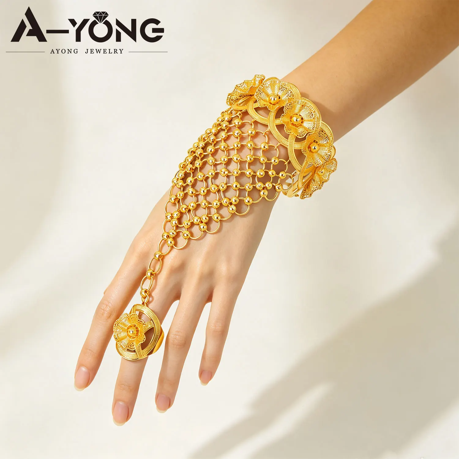 Äthiopisches Brautschmuck-Set Habesha Mode Hohles Armband mit Ring Ohrringe Afrikanischer Damenschmuck für Veranstaltungen und Partys – Detail 18
