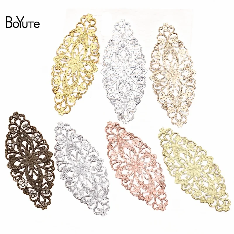 BoYuTe (10 Pieces/Lot) 35*80MM Metal Brass Filigree Flower Findings Diy Hand Made Jewelry Accessories Wholesale