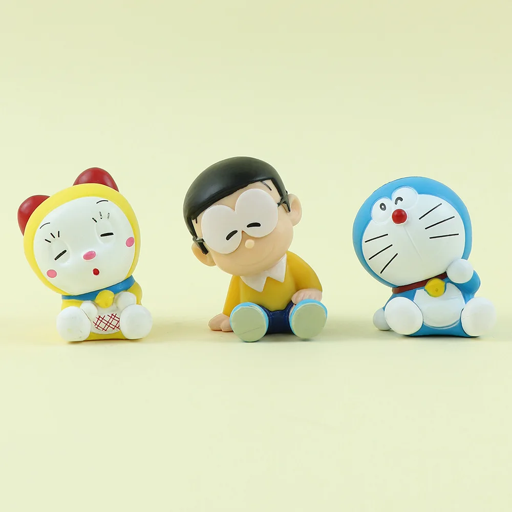 Figurine Doraemon Kawaii pour filles, Nobita Nobi Shizuka MinamPain Dorami AdTosToy, ornement de table mignon, cadeaux de Noël, ensemble de 6 pièces