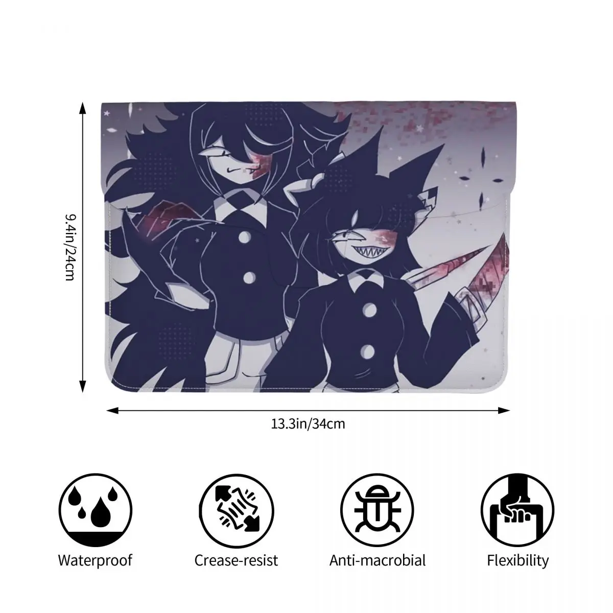 Miss Circle Game PU Leather Horizontal Laptop Sleeve Shockproof Soft Lining Notebook Case 13 Inch