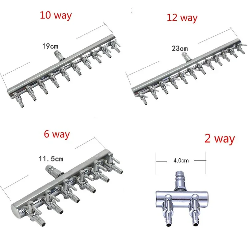 Air Pump Splitters Stainless Steel Metal Air Distributors Distribute Air Flow Inlet 8mm And Outlet 4mm Fish Aquarium Accessories