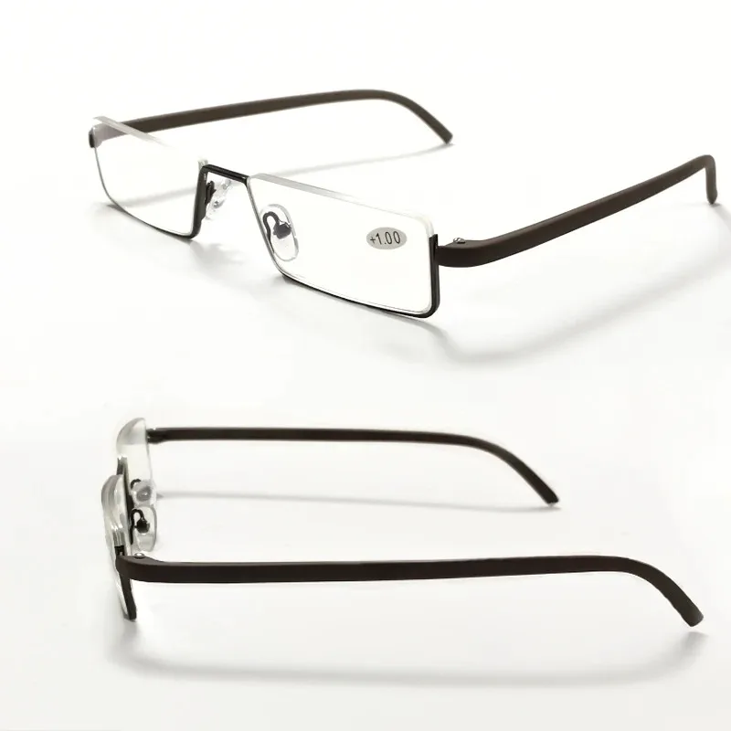 Anti-Blaulicht-Lesebrille für Herren, Retro-Metall-Halbrahmen, quadratische Presbyopie-Brille für Unternehmen, +125+175+225+275 – Detail 21