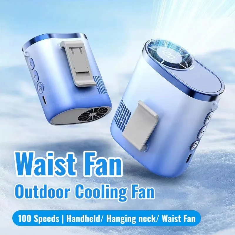 

Portable Waist Fan 100-Speed Strong Wind Rechargeable Neck Fan Quiet Long Battery Life Clip-on Fan for Outdoor Hiking 2026