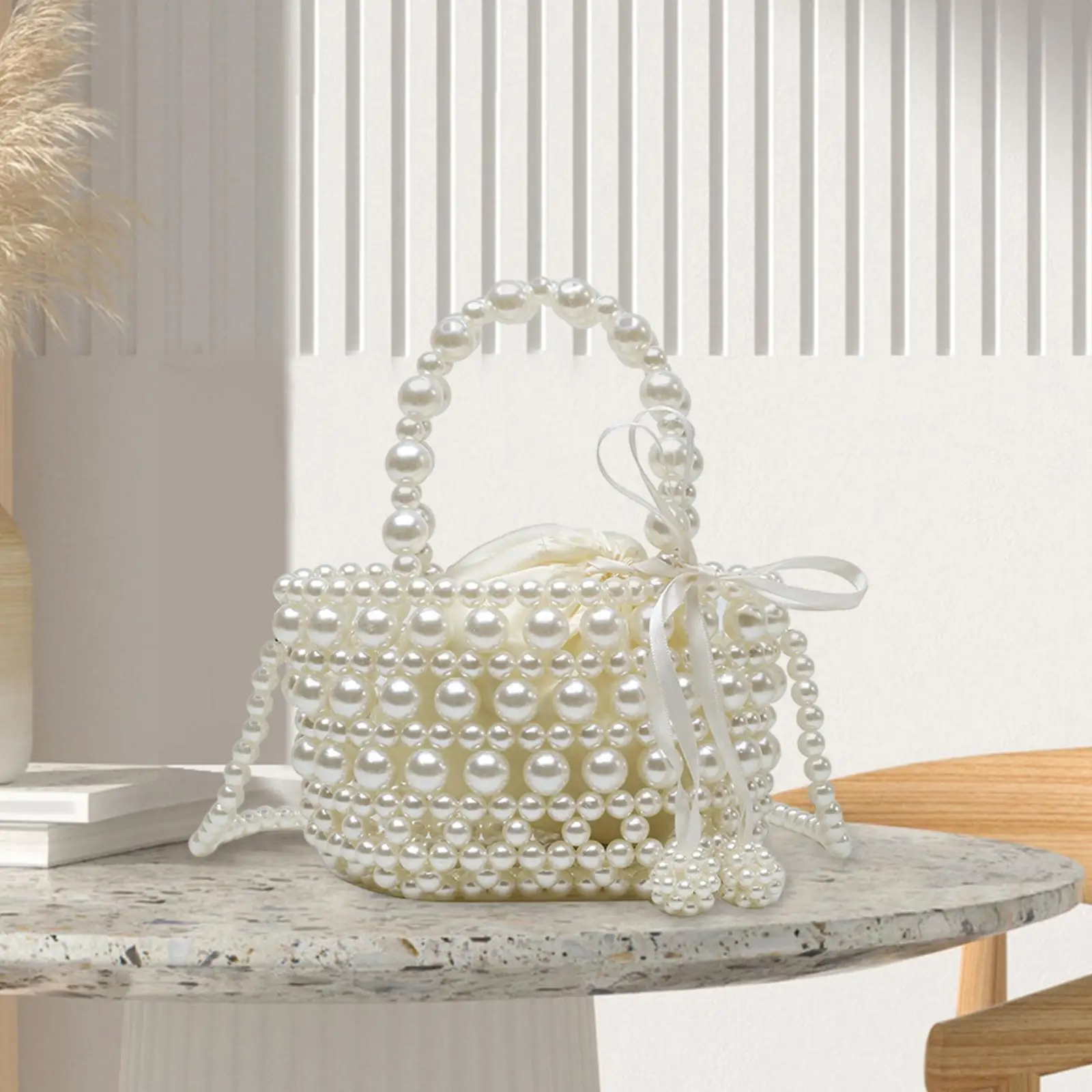 Beads Bucket Bag Bucket Drawstring Bag Handbag for Wedding Party Shopping image 5