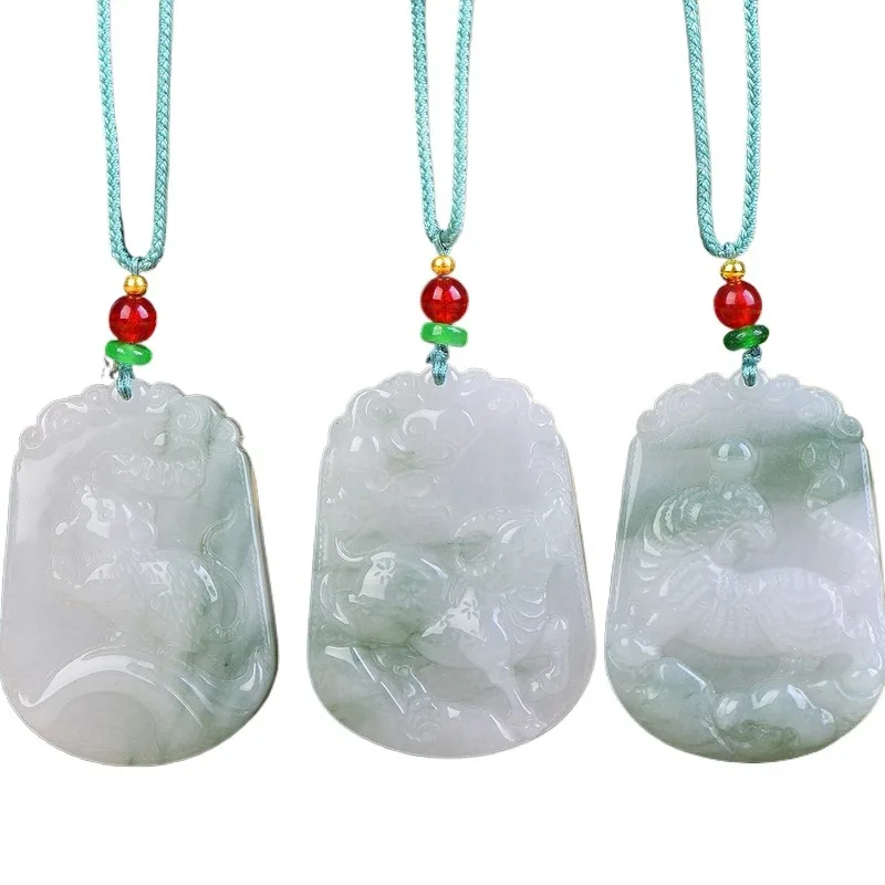 Natural Hetian Jade Chinese Zodiac Pendant Necklace Hand-carved Fashion Charm Jewelry Accessories Amulet Gifts for Women Men