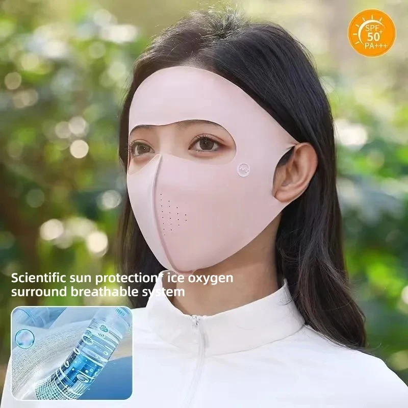 

Summer Ice Silk Full Face Sun Mask Ear Hook Hyaluronic Acid Anti-UV Breathable Outdoor Mask