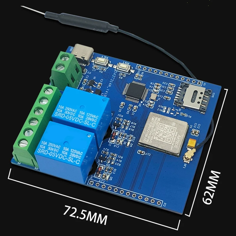 Smart-DC 5V STM32 4G เครือข่าย Dual-Way รีเลย์บอร์ดพัฒนารีเลย์ออนบอร์ด AIR780E โมดูลพอร์ต I/O STM32 Development Board