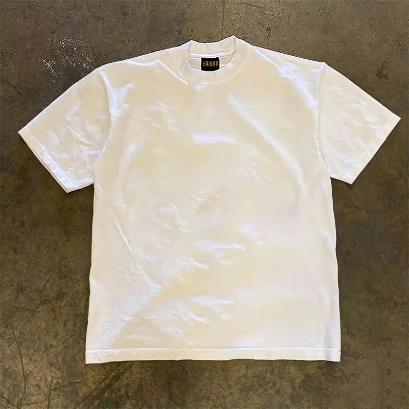 Pure Cotton Double Thread Loose Fit Short Sleeve T-Shirt Unisex Breathable Comfortable American Retro Style for Couples