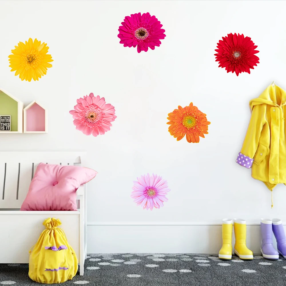 Crisantemo fiori Wall Sticker per armadi frigoriferi finestre festival decorazione natalizia Peel & Stick Wall Decal
